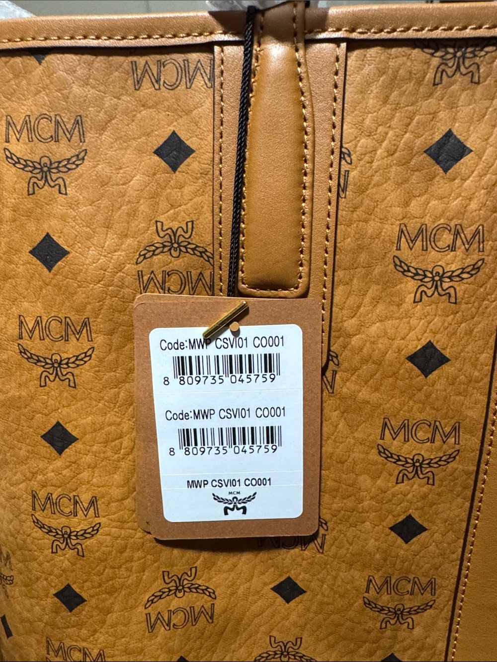 MCM Cognac Visetos Monogram Tote Bag. NWT - Picture 2 of 6